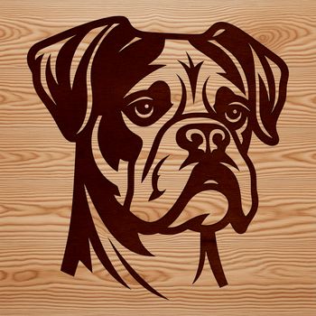 A detailed illustration of a Boxer dog's head, suitable for cutting or stenciling with a Cricut or laser cutter.