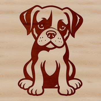 A cute Boxer dog breed sitting on the floor.