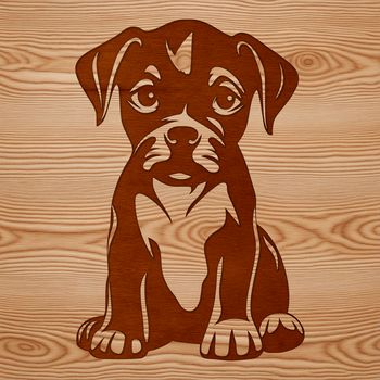 A vector illustration of a Boxer breed dog in a relaxed pose.