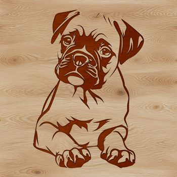 An illustration of a relaxed Boxer dog laying on its side.