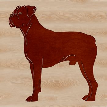 A stylized vector illustration of a standing Boxer dog in silhouette.