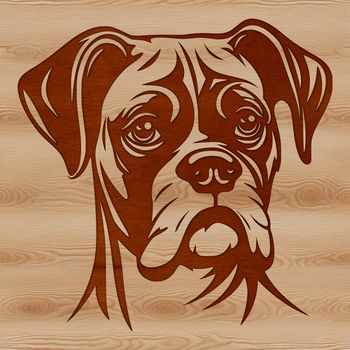 A detailed illustration of a Boxer dog's head, suitable for vector graphic design or cutting machine projects.