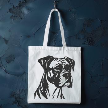 Vector illustration of a Boxer dog's head with bold features and texture.