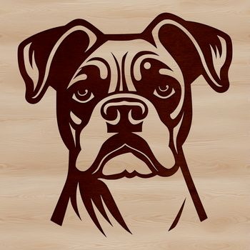 An outline vector image of a single Boxer dog head, ideal for various uses.