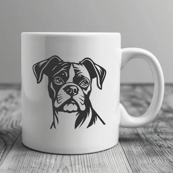 A vector illustration of a Boxer dog's head.