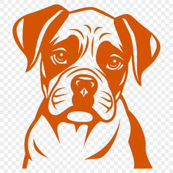 A detailed illustration of a boxer dog's head, suitable for vector design and cutting machine projects.