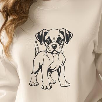 A full-body illustration of a standing dog breed, depicted in a simple vector style.