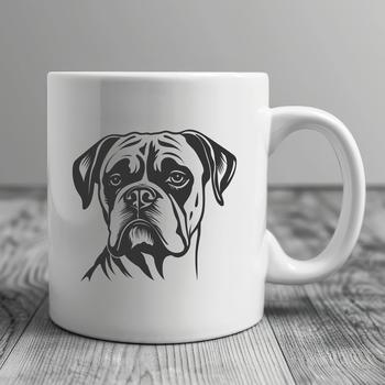 A vector graphic representation of a Boxer's head, suitable for various design applications.