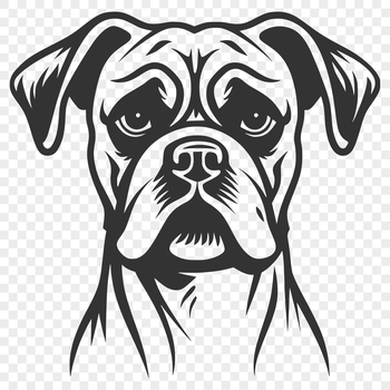 A detailed illustration of a Boxer dog's head, suitable for vector art design.