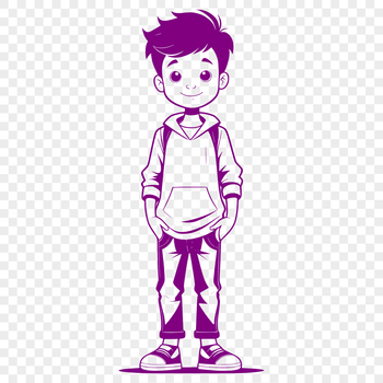 A young child smiling at the camera, depicted in a simple vector design.