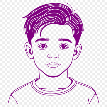 A young boy standing with a curious expression, designed as vector art.