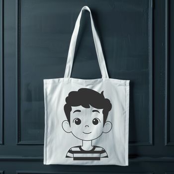 A digital illustration of a young boy in a neutral background.