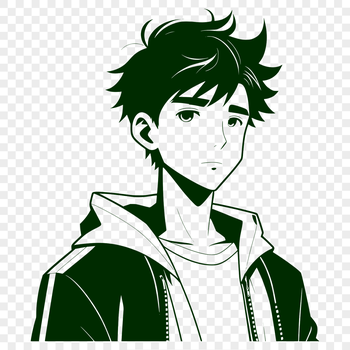 A young boy depicted in simple line art style, suitable for various design applications.