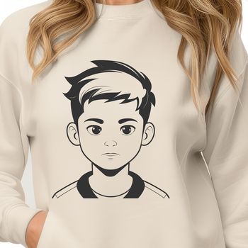 A digital illustration of a young boy designed as vector art suitable for various applications.