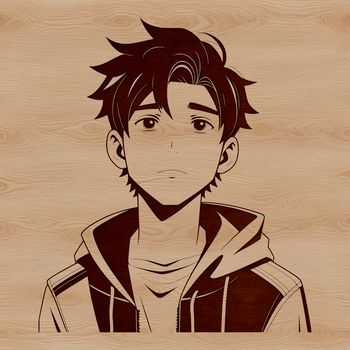 A single male child standing with a neutral expression in front of a simple background.