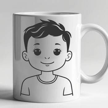 A stylized illustration of a young boy.