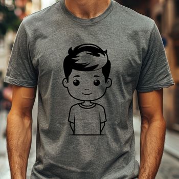 Illustration of a young boy in profile.