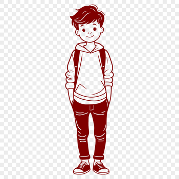 A digital illustration of a young boy depicted in a straightforward manner.