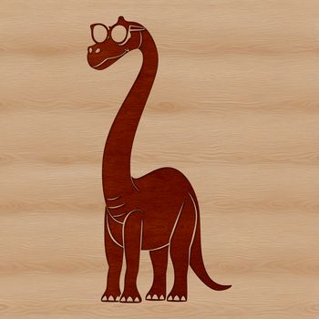 A prehistoric brachiosaurus wearing sunglasses in a digital vector illustration.