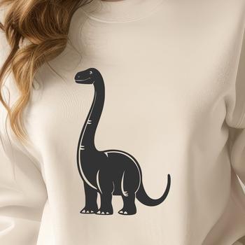 A full-body illustration of a prehistoric Brachiosaurus dinosaur in a simple design.