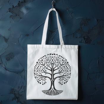 An illustration of a tree with branching roots and leaves, suitable for vector graphics design.