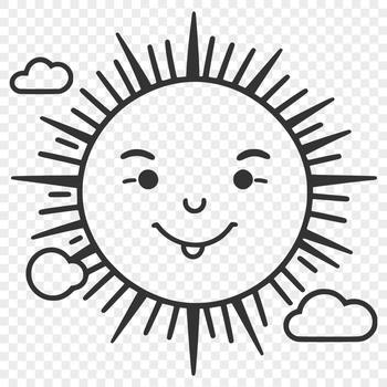 A stylized illustration of the sun with rays extending from its center, suitable for digital design and cutting projects.