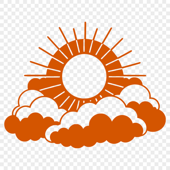 A stylized illustration of the sun with rays extending outward, suitable for vector graphics.