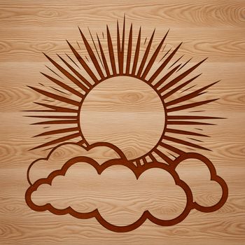 A stylized illustration of the sun with bold lines and vibrant colors, suitable for various design applications.