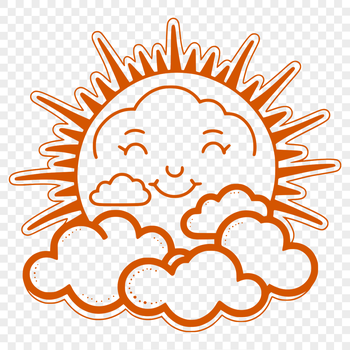 Illustrative sun icon with rays and outline, suitable for vector designs.