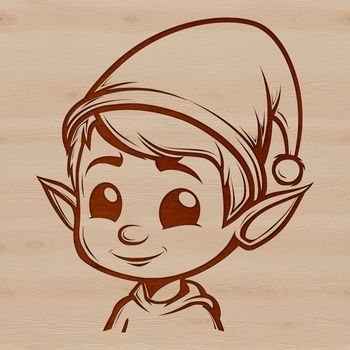 A cartoon Christmas elf character with a pointy hat and red shoes, ideal for holiday designs.