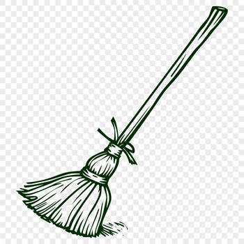 A witch riding on a broom stick in a spooky setting, suitable for use as vector art or clip art.