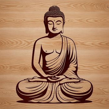 A simple design of a Buddha figure, suitable for vector art and illustration.
