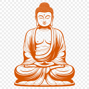 SVG vector illustration of a Buddha statue in traditional religious attire, suitable for various designs and projects.