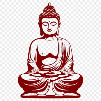 An iconic representation of the Buddha in a simplified vector style.