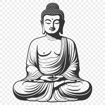 A detailed illustration of a Buddha figurine in various styles, suitable for vector art designs.