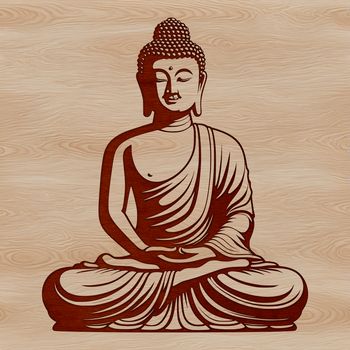 Buddhist iconography featuring a serene statue of the Buddha.