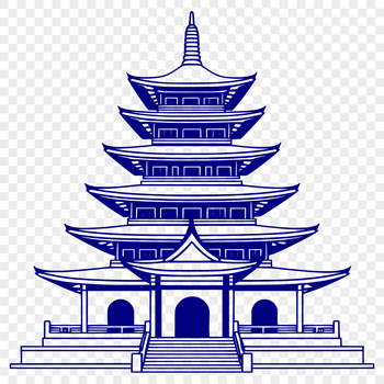 A traditional Buddhist temple with intricate architectural details, suitable for use in various digital formats such as SVG.