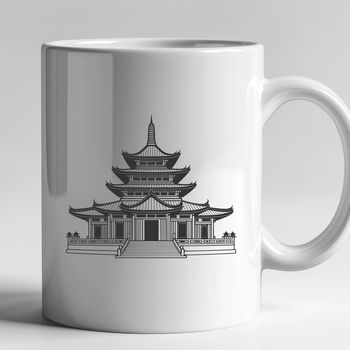 A simple diagram of a traditional Buddhist temple architecture.