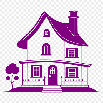A 2D representation of a single-family home, suitable for vector graphics and design applications.