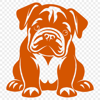A full-body illustration of a bulldog sitting, suitable for vector graphics and digital design.