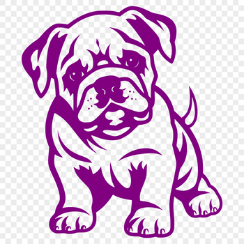 A stylized illustration of a Bulldog in full body standing pose.