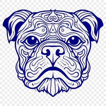 A detailed illustration of a bulldog's head with intricate details suitable for cutting machine designs.