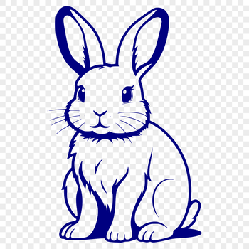 An SVG graphic design featuring a cartoon-style rabbit in a seated position.