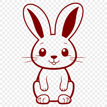 A sitting rabbit with its front legs tucked under its body, suitable for vector art designs and commercial use.