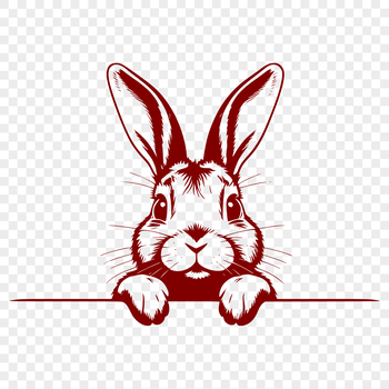An illustration of a rabbit peeking out from behind a decorative object, created as a vector graphic in SVG format.