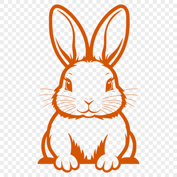 A full-body illustration of a rabbit sitting in a relaxed pose.