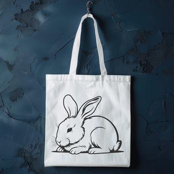 A stylized illustration of a full body rabbit in a relaxed pose.