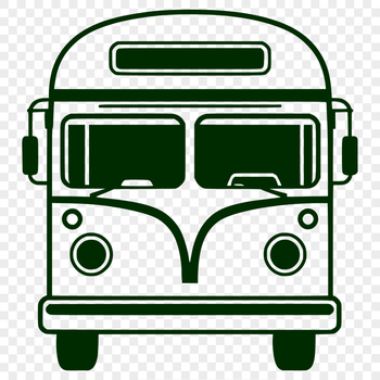 A stylized illustration of a public transportation vehicle.
