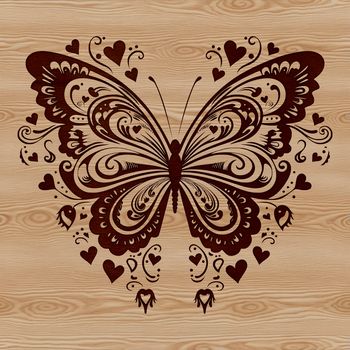 A colorful butterfly design with intricate details and ornate patterns, suitable for gardening themes.