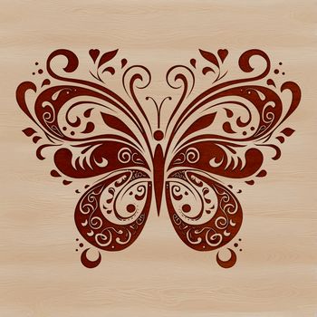 An intricate ornate butterfly illustration featuring delicate wings.